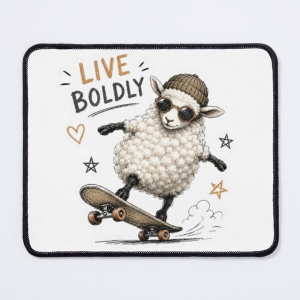 Item preview, Skateboarding Sheep Living Boldly designed and sold by Snurly.