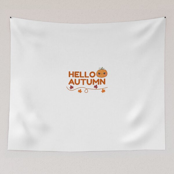Item preview, Hello Autumn! Cute Kawaii Pumpkin & Falling Leaves Sticker designed and sold by Frafri92.