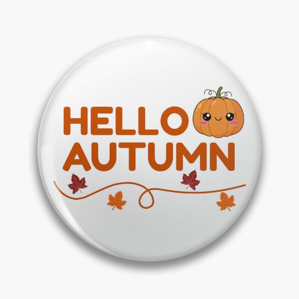 Item preview, Hello Autumn! Cute Kawaii Pumpkin & Falling Leaves Sticker designed and sold by Frafri92.