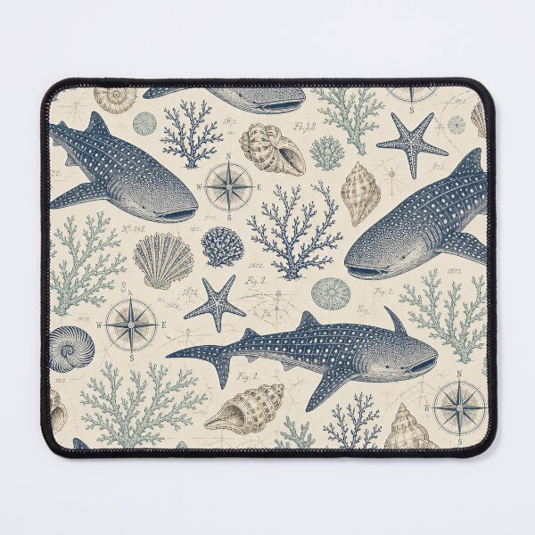 Item preview, Vintage Whale Shark – Seamless Nautical Marine Pattern designed and sold by Jandedan.
