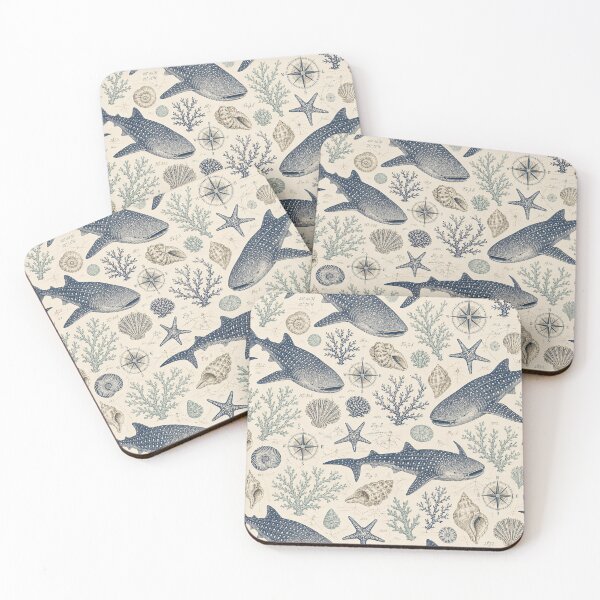 Item preview, Vintage Whale Shark – Seamless Nautical Marine Pattern designed and sold by Jandedan.