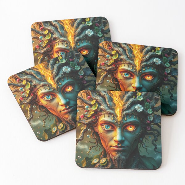 Item preview, Impasto Surreal Elemental Tree Spirit with Floral Cosmic Duality designed and sold by FotoworldEdel.
