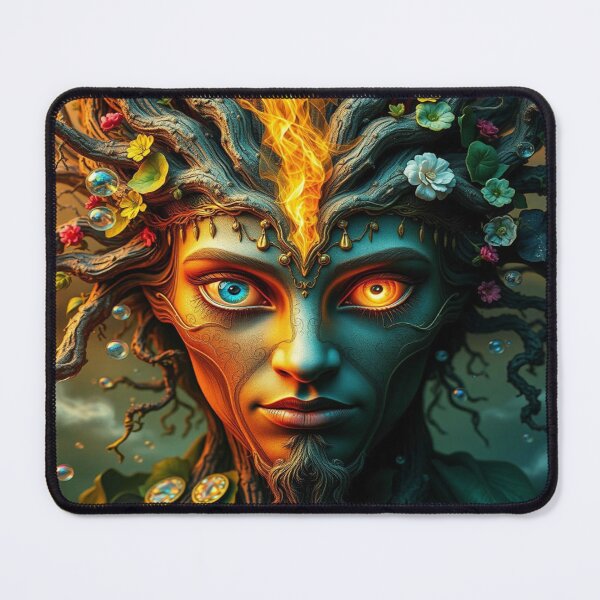 Item preview, Impasto Surreal Elemental Tree Spirit with Floral Cosmic Duality designed and sold by FotoworldEdel.