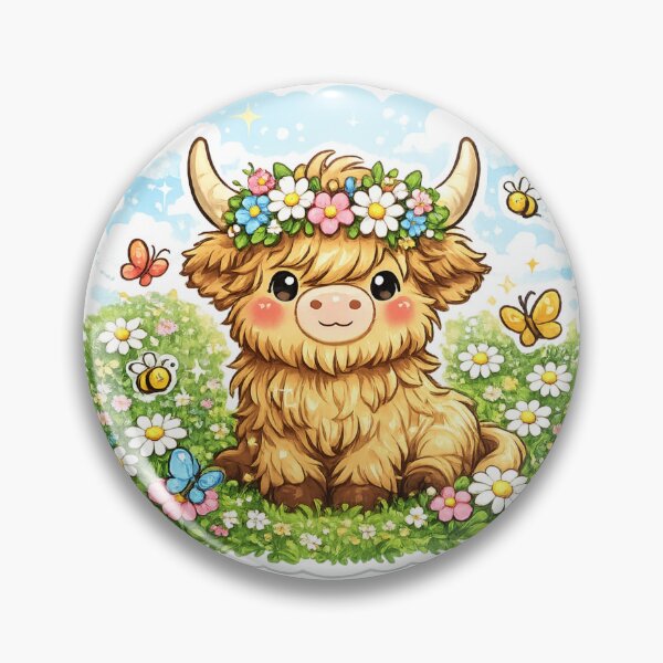 Item preview, Cute Highland Cow Flower Crown designed and sold by DadStickerStore.