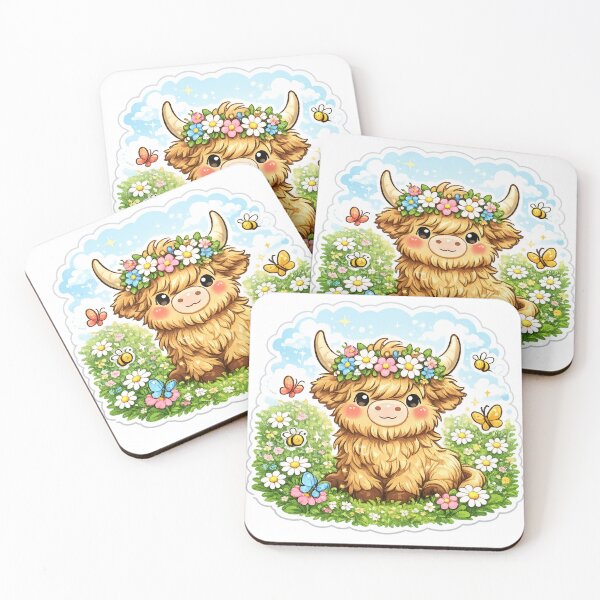 Item preview, Cute Highland Cow Flower Crown designed and sold by DadStickerStore.