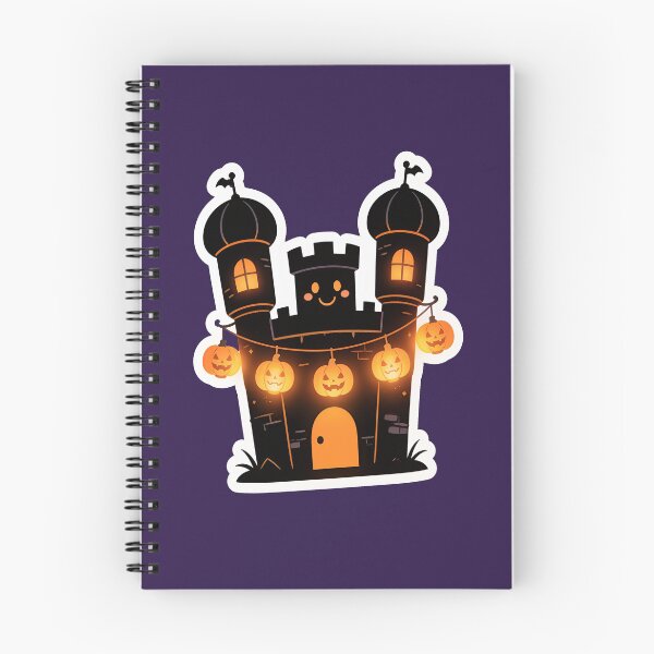 Item preview, Cute Halloween Castle with Glowing Jack O Lantern Lights Spooky Cartoon Design designed and sold by OksArtStudio.