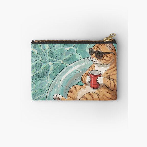 Item preview, Cool Orange Tabby Cat Floating in Pool with Sunglasses and Drink designed and sold by Butterfly-Dream.