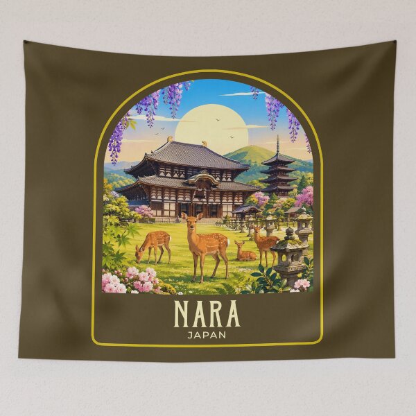 Item preview, Nara Vintage Travel Illustration designed and sold by HomeLivingCo.