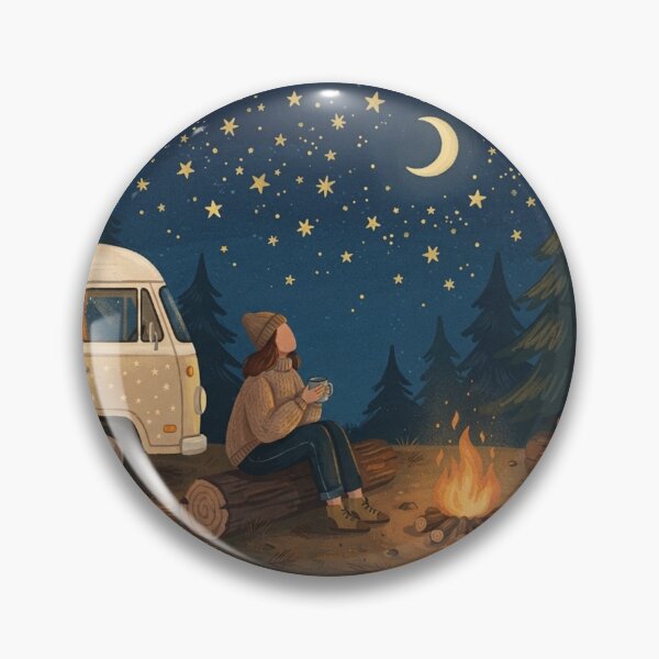 Item preview, The Stargazing Camper, Under The Stars, Cozy Campfire and Van Life Art Print designed and sold by BlareBlare.