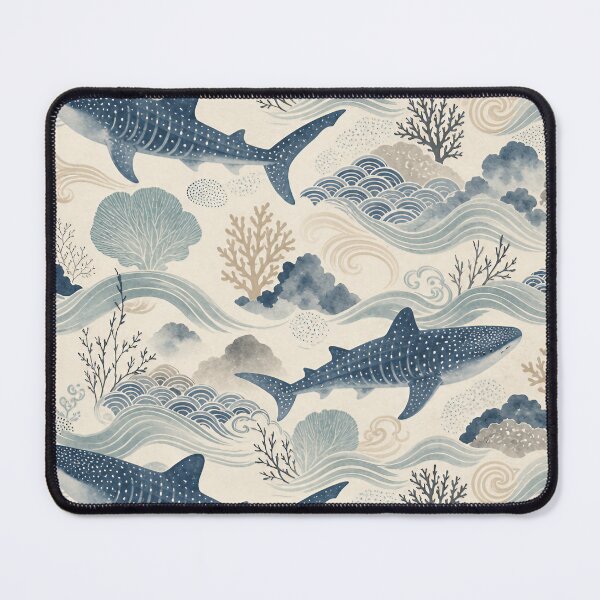 Item preview, Japandi Whale Shark – Seamless Ocean Pattern Design designed and sold by Jandedan.