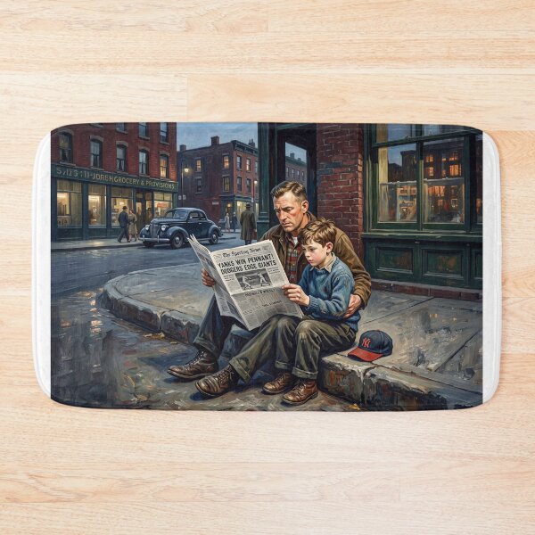 Aperçu de l'œuvre Vintage Father And Son Reading Sports Pages créée et vendue par Home Decor Art.
