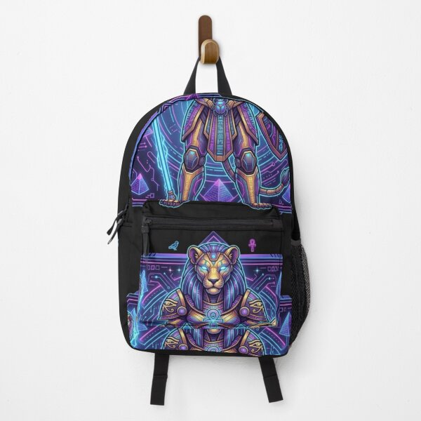 Item preview, Neon Cyber Sekhmet Lioness - Futuristic Mecha Egyptian Goddess designed and sold by alalame.