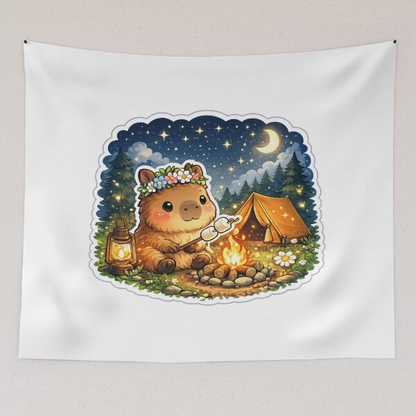 Item preview, Cute Camping Capybara Sticker designed and sold by DadStickerStore.