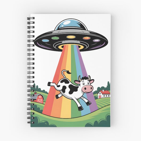 Item preview, Cow Abduction by UFO with Rainbow Beam designed and sold by BobaTeeStore.