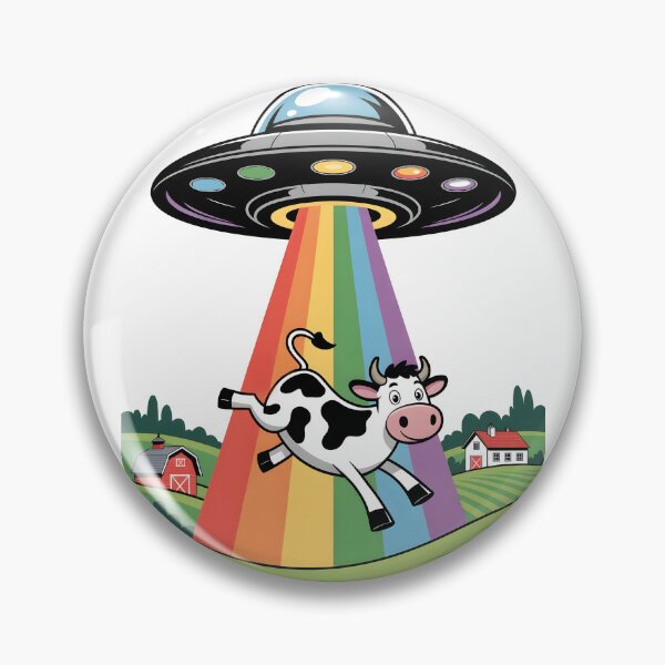 Item preview, Cow Abduction by UFO with Rainbow Beam designed and sold by BobaTeeStore.