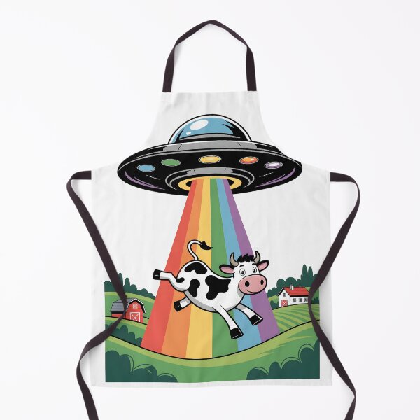 Item preview, Cow Abduction by UFO with Rainbow Beam designed and sold by BobaTeeStore.