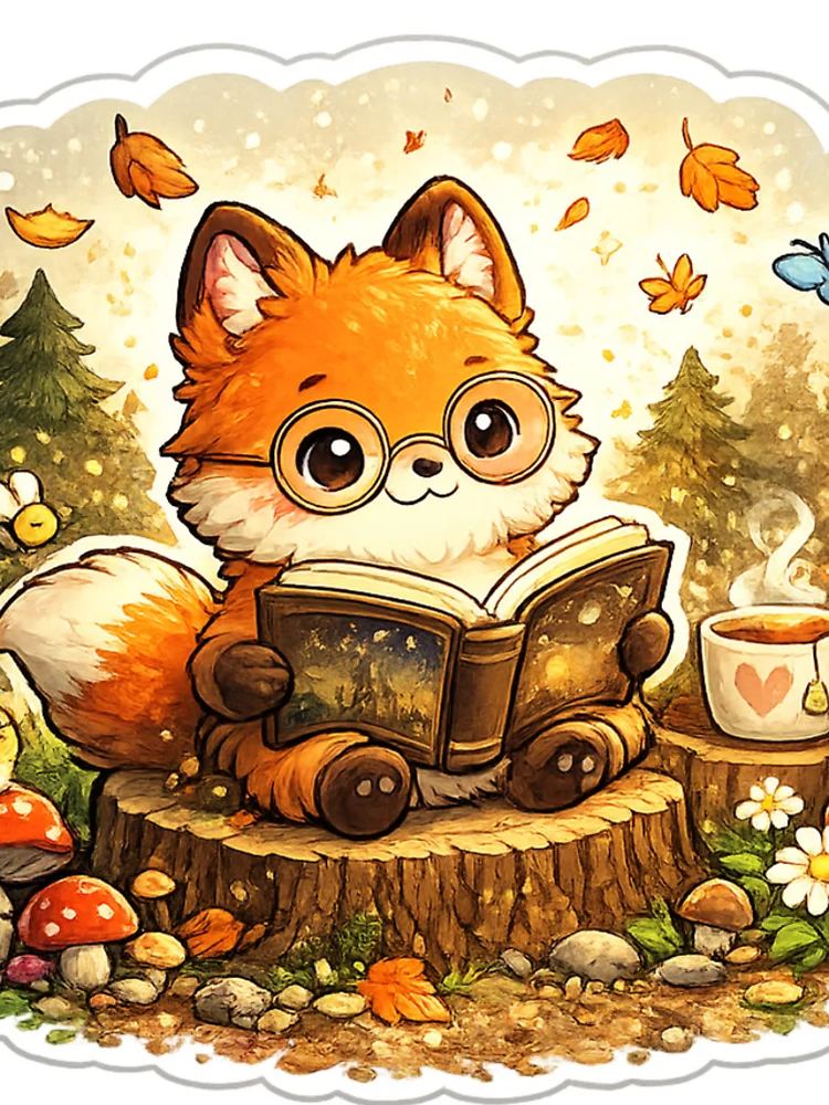 Thumbnail 4 of 4, iPhone Case, Cute Reading Fox Sticker designed and sold by DadStickerStore.