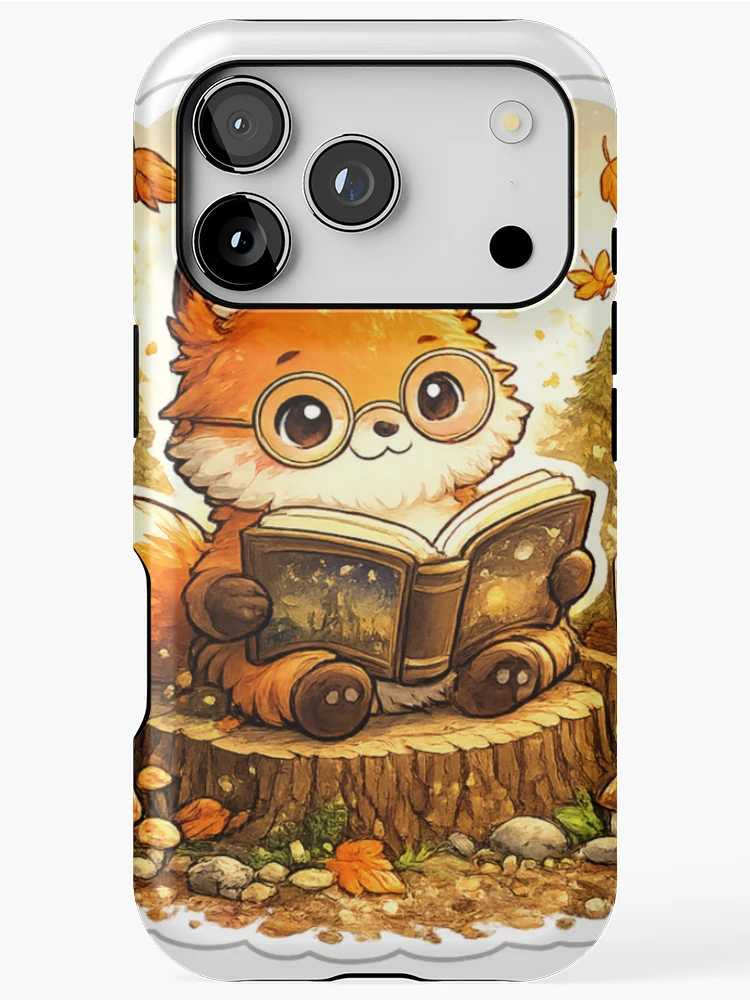 Thumbnail 1 of 4, iPhone Case, Cute Reading Fox Sticker designed and sold by DadStickerStore.