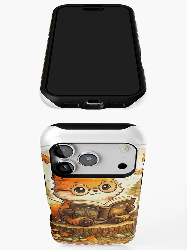 Thumbnail 3 of 4, iPhone Case, Cute Reading Fox Sticker designed and sold by DadStickerStore.