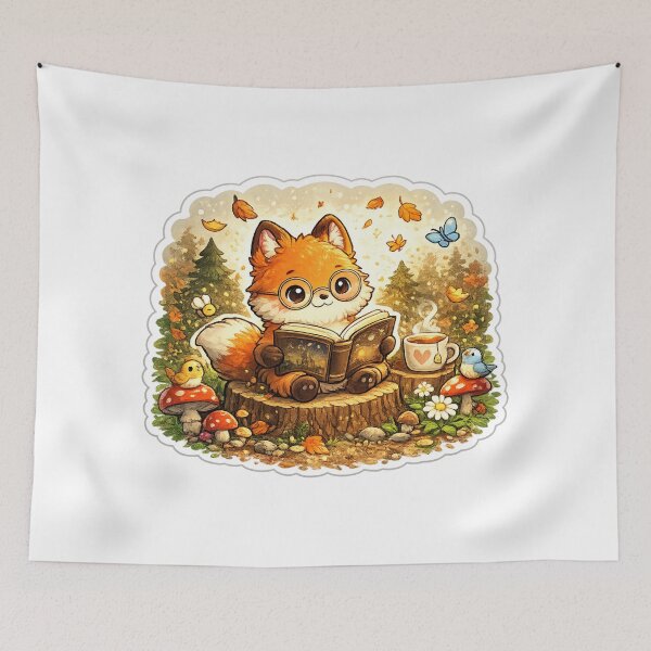 Item preview, Cute Reading Fox Sticker designed and sold by DadStickerStore.