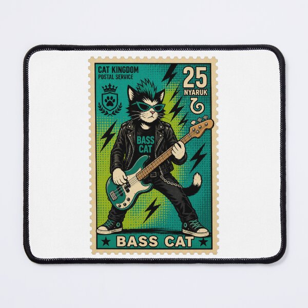 Item preview, Feline Rockstars Postage Stamp ー Bass designed and sold by neko-lyric.
