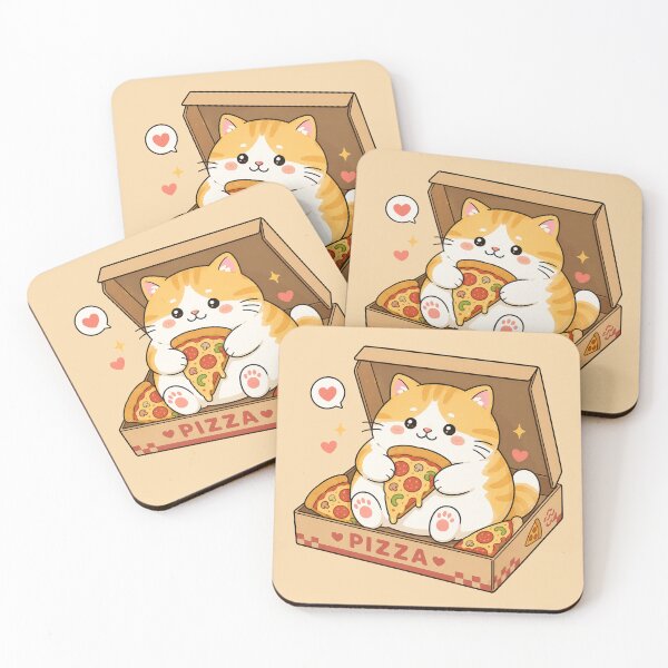Item preview, Cute Pizza Loving Kawaii Cat designed and sold by MonkiFlipp.