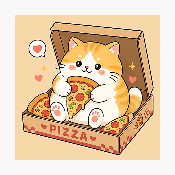 Item preview, Cute Pizza Loving Kawaii Cat designed and sold by MonkiFlipp.