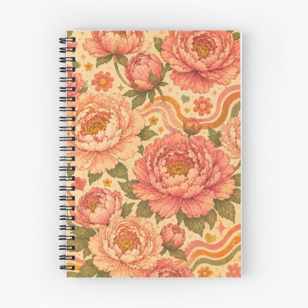 Item preview, Groovy Retro Peonies – Vintage 70s Floral Pattern designed and sold by MarekoraStudio.