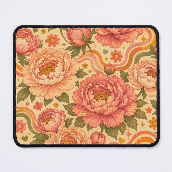 Item preview, Groovy Retro Peonies – Vintage 70s Floral Pattern designed and sold by MarekoraStudio.