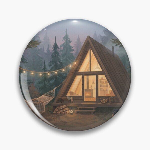 Item preview, Glamping in the Woods, The Forest Hideaway, A-Frame Cabin and Hammock Art designed and sold by BlareBlare.