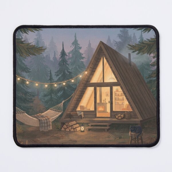 Item preview, Glamping in the Woods, The Forest Hideaway, A-Frame Cabin and Hammock Art designed and sold by BlareBlare.