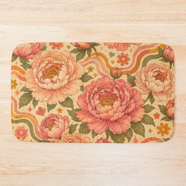 Item preview, Groovy Retro Peonies – Vintage 70s Floral Pattern designed and sold by MarekoraStudio.
