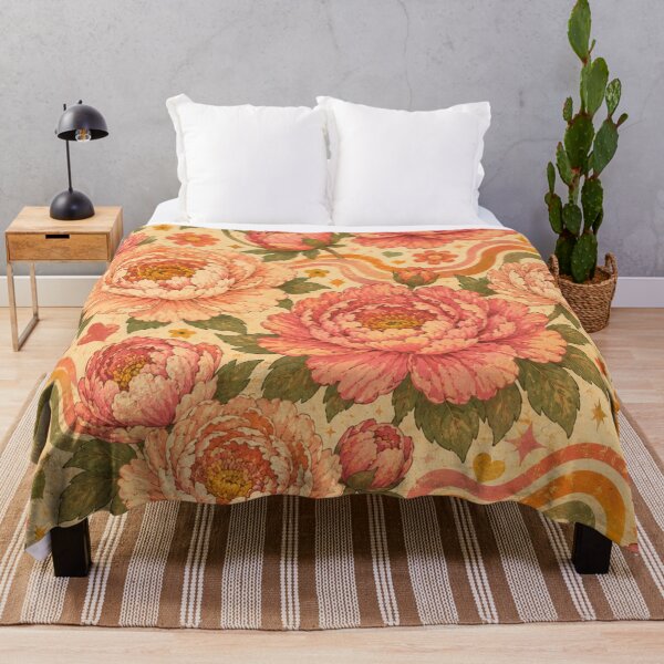 Item preview, Groovy Retro Peonies – Vintage 70s Floral Pattern designed and sold by MarekoraStudio.