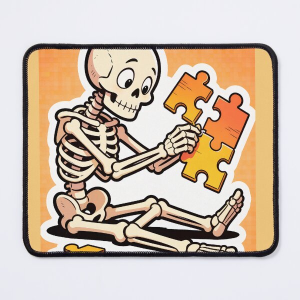 Item preview, Cute Skeleton Solving Puzzle Funny Halloween Cartoon Sticker Design designed and sold by OksArtStudio.