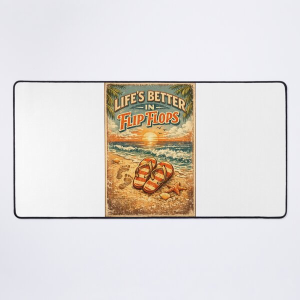 Item preview, Life’s Better in Flip Flops – Vintage Summer Beach Poster designed and sold by UrbanStatic.