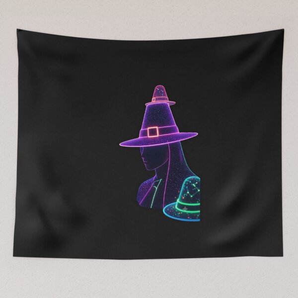 Item preview, Neon Cyberpunk Cosmic Witch - Synthwave Halloween Witch Hat designed and sold by alalame.