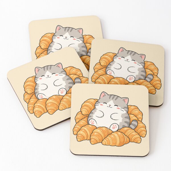 Item preview, Cute Cat In Croissant Pile designed and sold by MonkiFlipp.