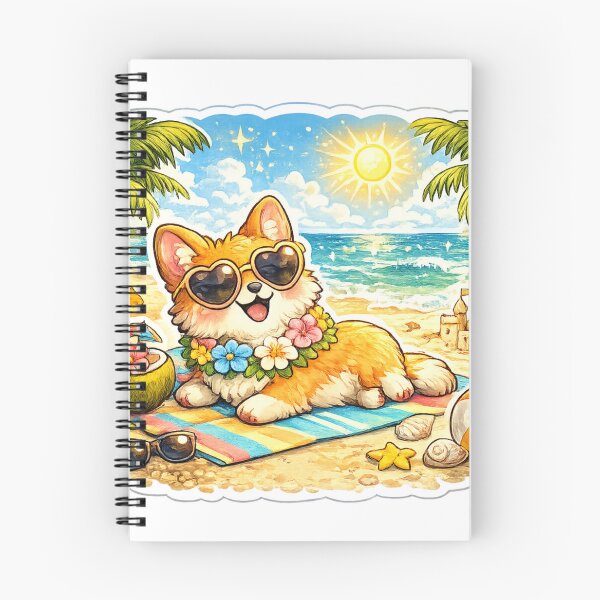Aperçu de l'œuvre Autocollant mignon Corgi pour les vacances à la plage créée et vendue par DadStickerStore.