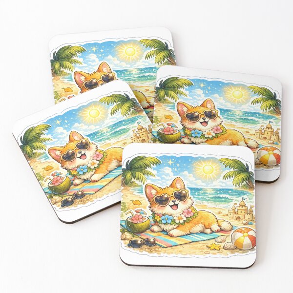 Item preview, Cute Beach Corgi Vacation Sticker designed and sold by DadStickerStore.