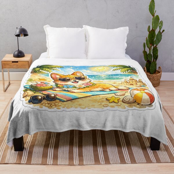 Item preview, Cute Beach Corgi Vacation Sticker designed and sold by DadStickerStore.