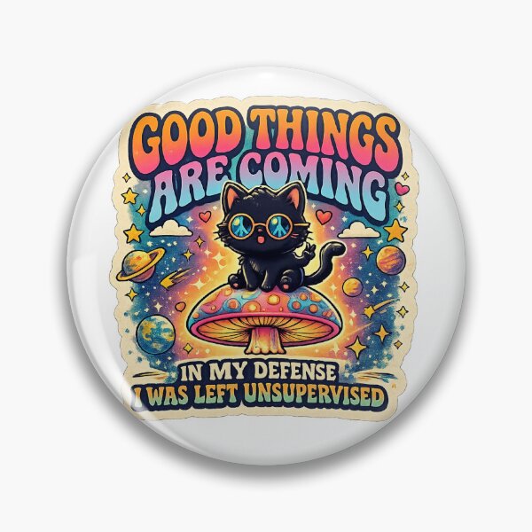 Item preview, Good Things Are Coming Black Cat Mushroom Retro Sticker designed and sold by CosmoMerchStore.