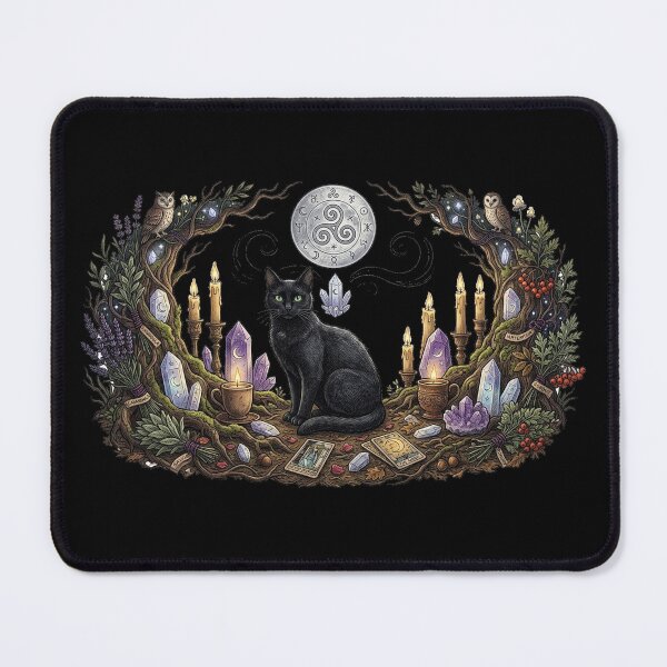 Item preview, Black Cat Witchy Tarot Night Illustration designed and sold by GrzywaM.