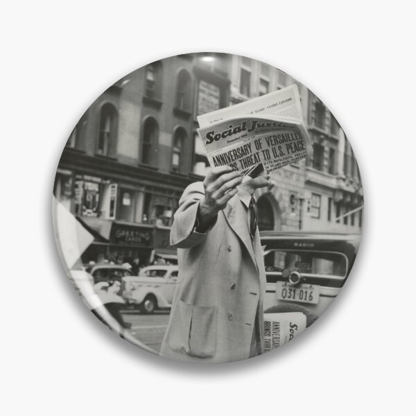 Item preview, The Daily News - Treaty of Versailles newspaper being sold on New York City street vintage black and white photograph designed and sold by Astrid Arkhangelsky.