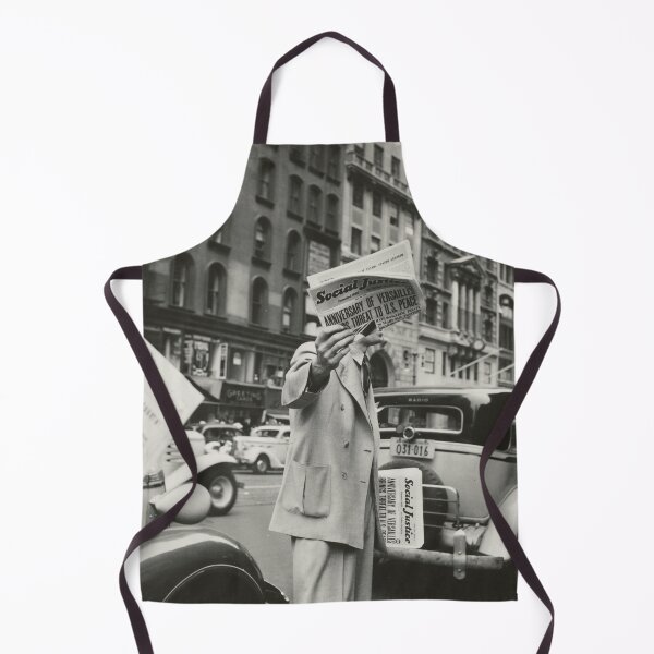 Item preview, The Daily News - Treaty of Versailles newspaper being sold on New York City street vintage black and white photograph designed and sold by Astrid Arkhangelsky.