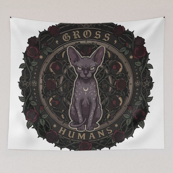Item preview, Introvert Sphynx Cat Gross Humans Gothic Wreath designed and sold by Arc2020.
