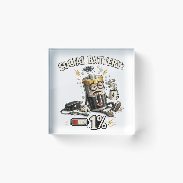 Item preview, Social Battery: 1% – Funny Introvert Coffee Cartoon Design designed and sold by Karszul.