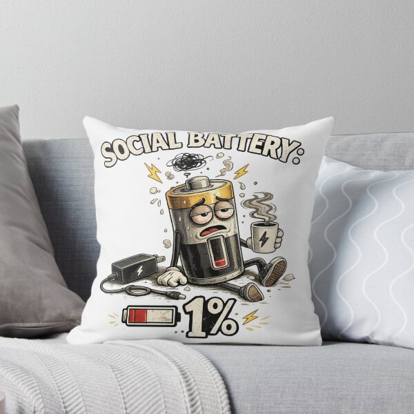 Item preview, Social Battery: 1% – Funny Introvert Coffee Cartoon Design designed and sold by Karszul.