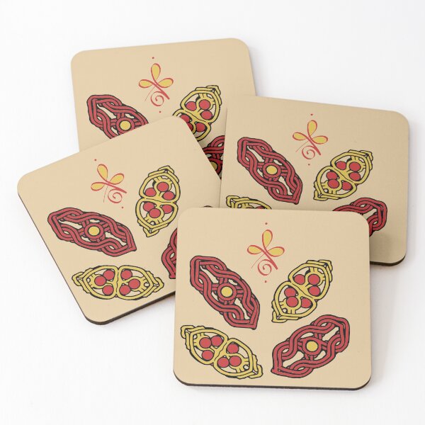Item preview, Zibu Angelic Symbol – Sacred Red & Gold Knotwork Art Earthy Sand Edition  designed and sold by Macramellennias.