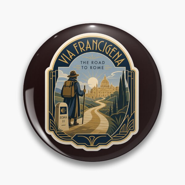 Item preview, via francigena 2026 - the road to rome- ancient monk- vintage art badge-sticker and more designed and sold by designkb.