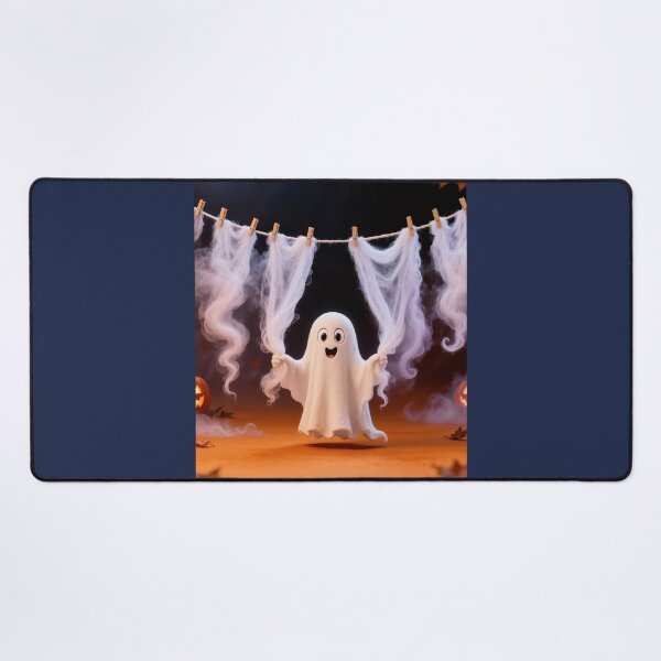 Item preview, Cute Ghost Hanging Spooky Cobwebs on a Clothesline Funny Halloween Cartoon Design designed and sold by OksArtStudio.